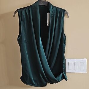 Emerald Green Wrap Blouse Sleeveless